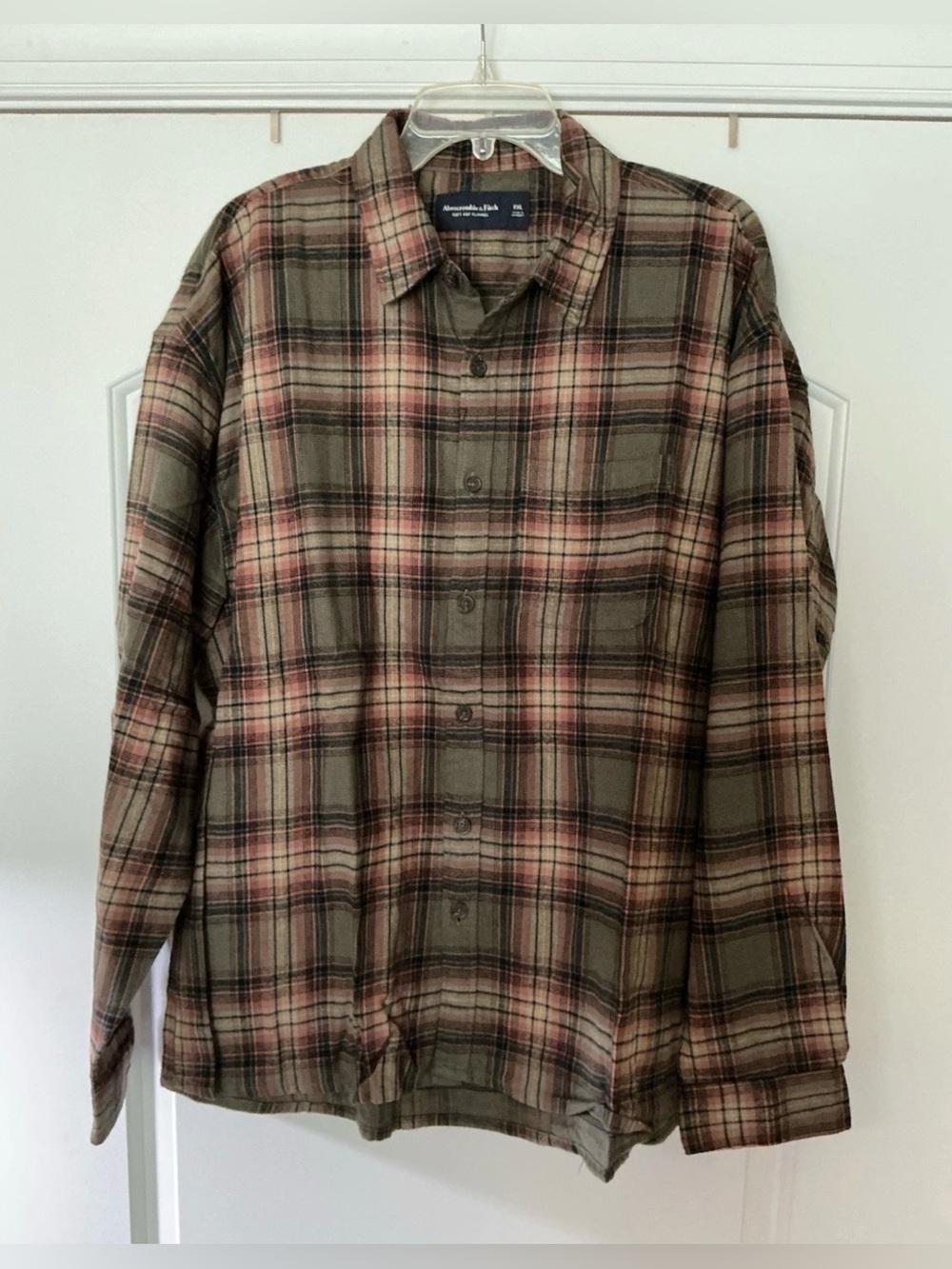 Size XXL - Abercrombie & Fitch Soft Cotton Green Plaid Button Flannel Shirt